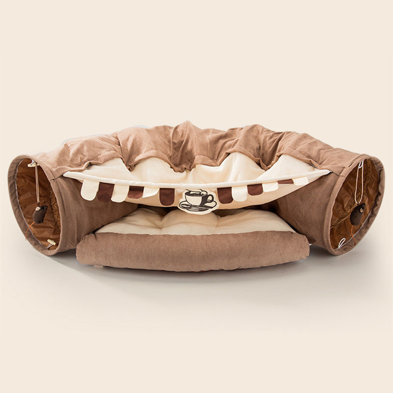 Collapsible Cat Tunnel Bed – Cozy Hideaway & Play Tube for Indoor Cats