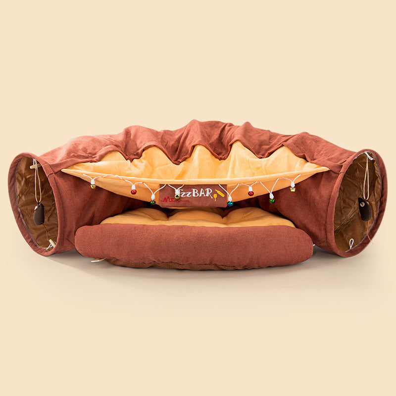 Collapsible Cat Tunnel Bed – Cozy Hideaway & Play Tube for Indoor Cats