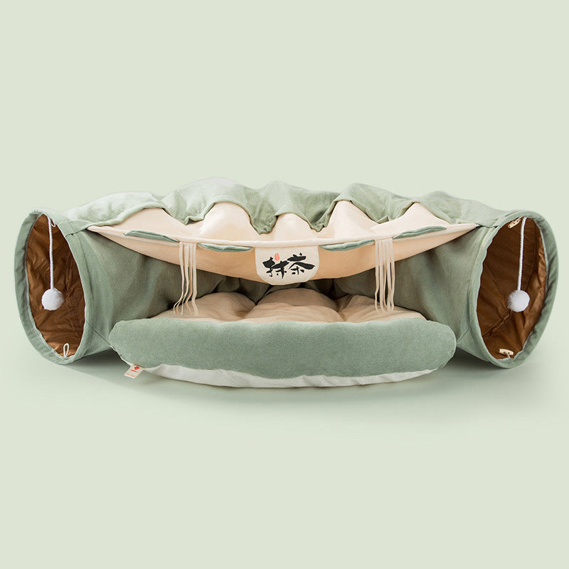Collapsible Cat Tunnel Bed – Cozy Hideaway & Play Tube for Indoor Cats