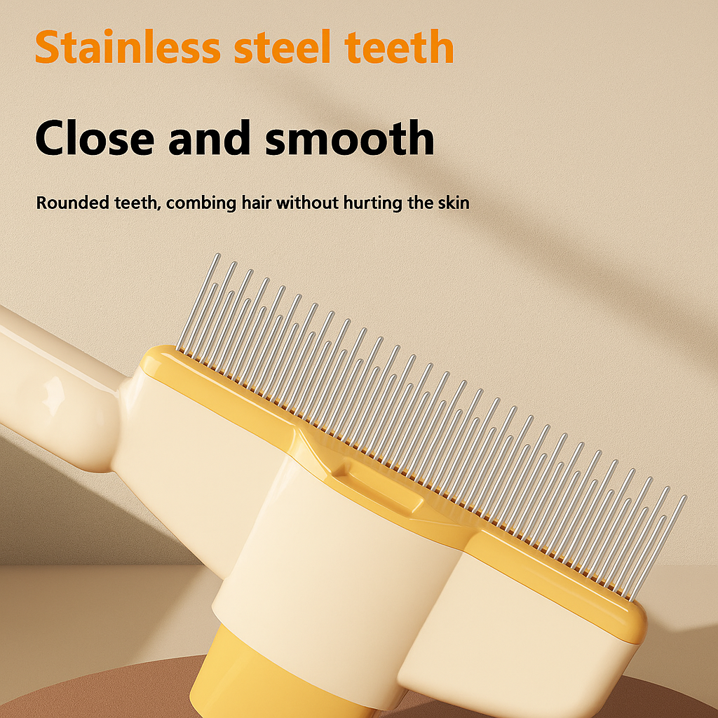Professional Self-Cleaning Pet Comb for Dogs & Cats – Flea & Shedding Grooming Tool