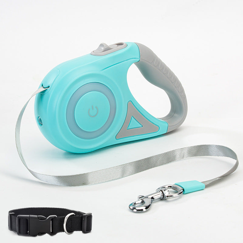 2-in-1 Retractable Dog Leash with LED Light & Collar – For Small & Medium Pets