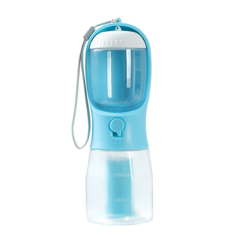All-in-One Pet Travel Water Bottle – 300ml Feeder with Food & Waste Bag