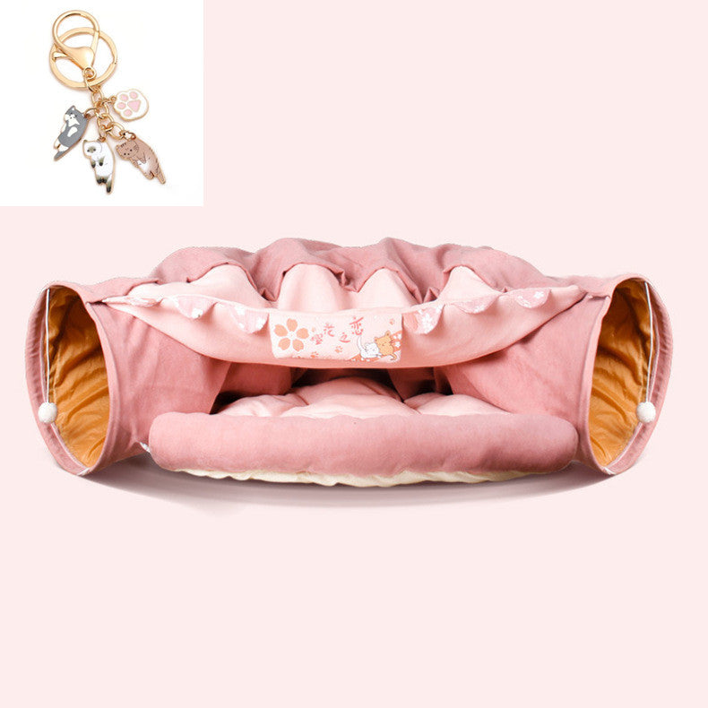 Collapsible Cat Tunnel Bed – Cozy Hideaway & Play Tube for Indoor Cats