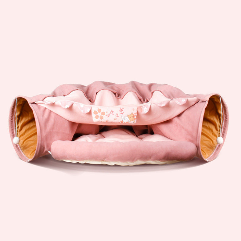Collapsible Cat Tunnel Bed – Cozy Hideaway & Play Tube for Indoor Cats