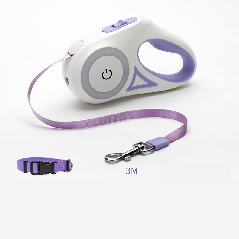 2-in-1 Retractable Dog Leash with LED Light & Collar – For Small & Medium Pets