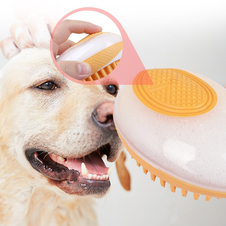 2-in-1 Pet Bath & Grooming Brush – Soft Silicone Deshedding & Shampoo Dispenser for Dogs & Cats