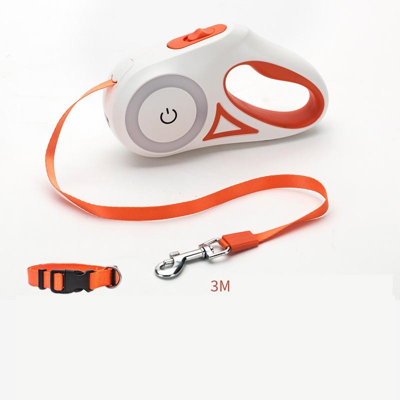 2-in-1 Retractable Dog Leash with LED Light & Collar – For Small & Medium Pets