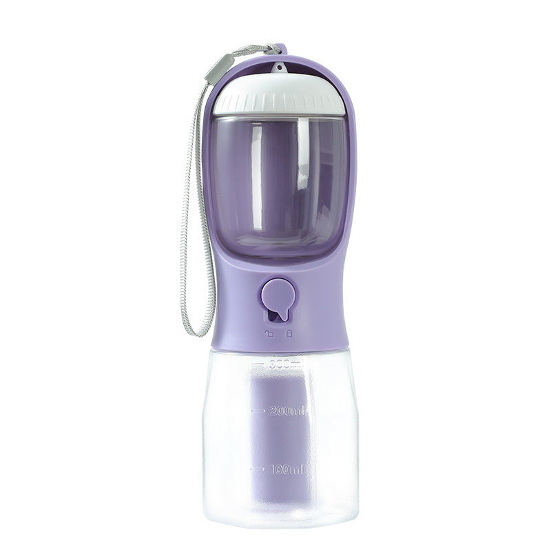 All-in-One Pet Travel Water Bottle – 300ml Feeder with Food & Waste Bag