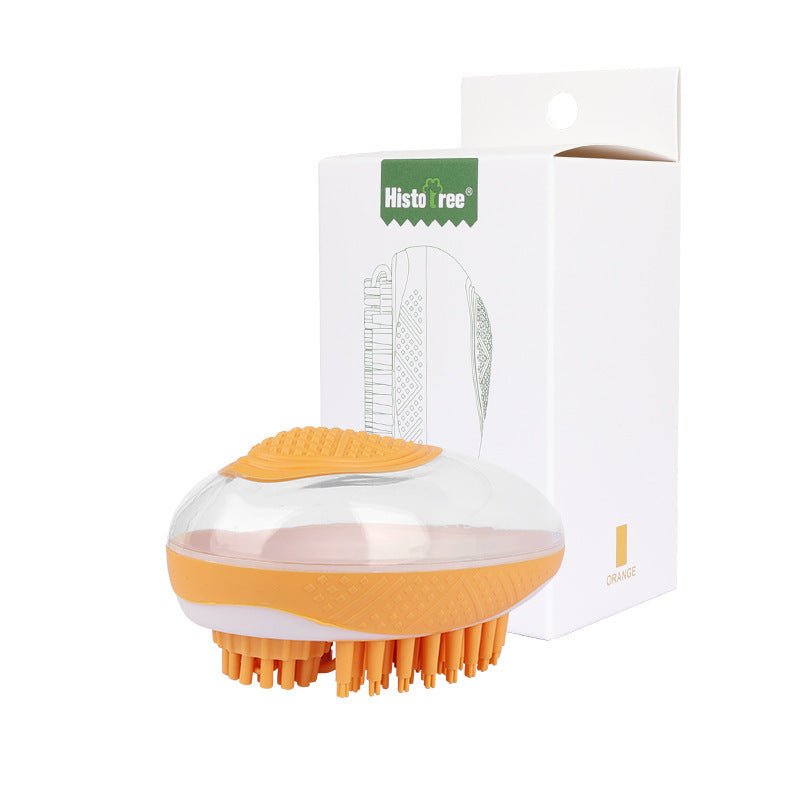 2-in-1 Pet Bath & Grooming Brush – Soft Silicone Deshedding & Shampoo Dispenser for Dogs & Cats