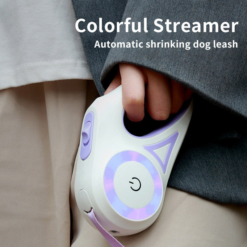 2-in-1 Retractable Dog Leash with LED Light & Collar – For Small & Medium Pets