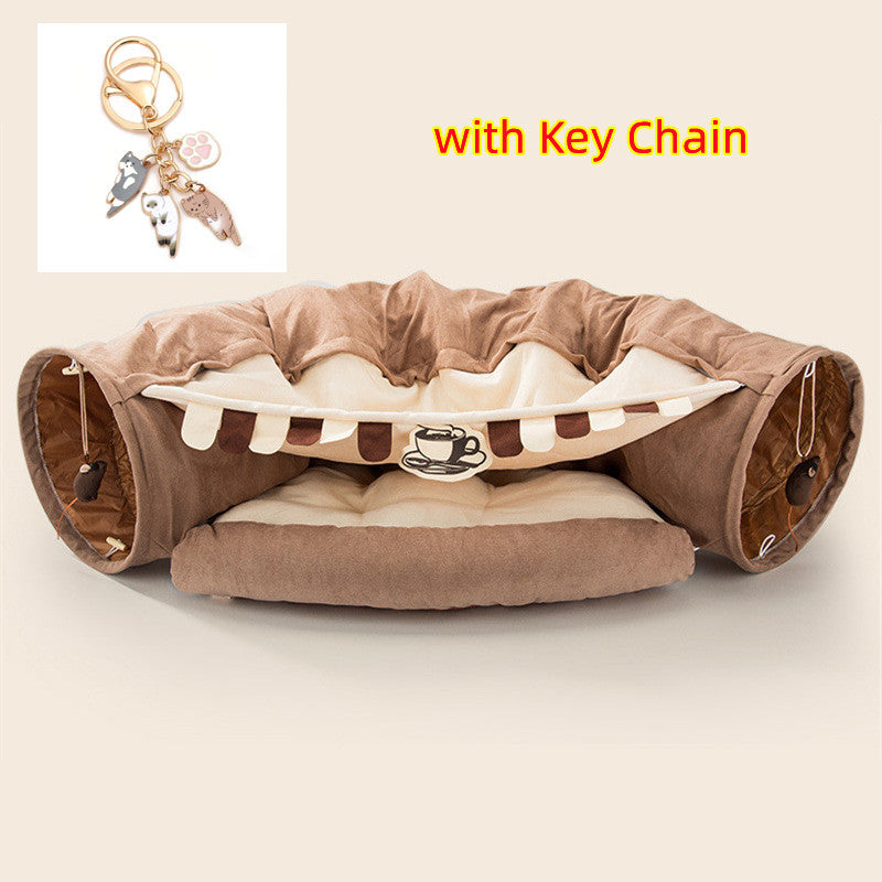 Collapsible Cat Tunnel Bed – Cozy Hideaway & Play Tube for Indoor Cats