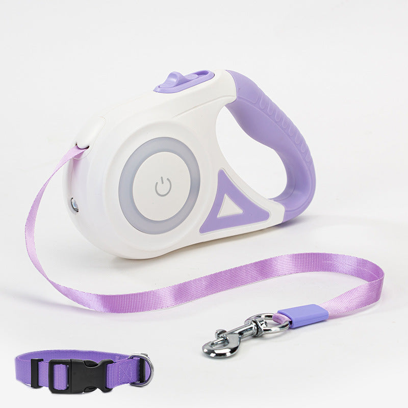 2-in-1 Retractable Dog Leash with LED Light & Collar – For Small & Medium Pets