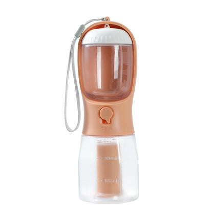 All-in-One Pet Travel Water Bottle – 300ml Feeder with Food & Waste Bag
