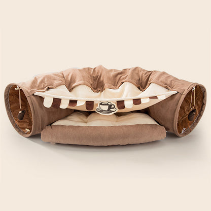 Collapsible Cat Tunnel Bed – Cozy Hideaway & Play Tube for Indoor Cats