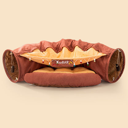 Collapsible Cat Tunnel Bed – Cozy Hideaway & Play Tube for Indoor Cats