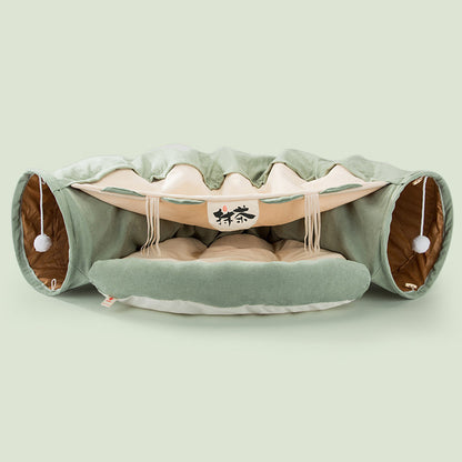 Collapsible Cat Tunnel Bed – Cozy Hideaway & Play Tube for Indoor Cats