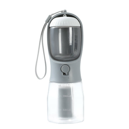 All-in-One Pet Travel Water Bottle – 300ml Feeder with Food & Waste Bag