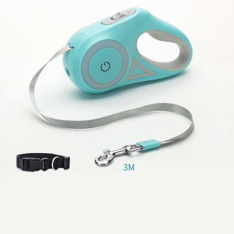 2-in-1 Retractable Dog Leash with LED Light & Collar – For Small & Medium Pets