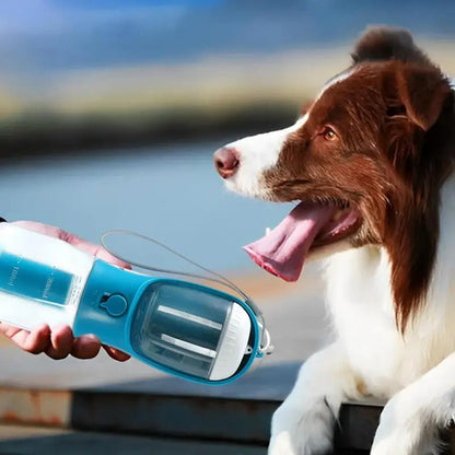 All-in-One Pet Travel Water Bottle – 300ml Feeder with Food & Waste Bag