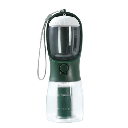 All-in-One Pet Travel Water Bottle – 300ml Feeder with Food & Waste Bag