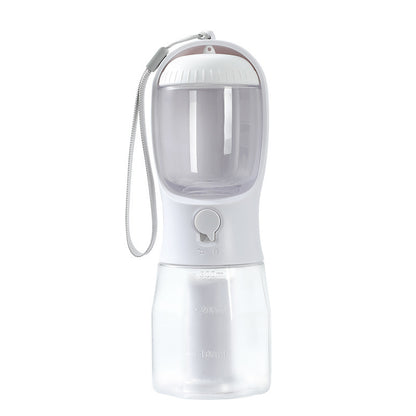 All-in-One Pet Travel Water Bottle – 300ml Feeder with Food & Waste Bag