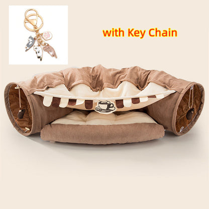 Collapsible Cat Tunnel Bed – Cozy Hideaway & Play Tube for Indoor Cats
