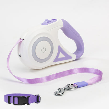 2-in-1 Retractable Dog Leash with LED Light & Collar – For Small & Medium Pets