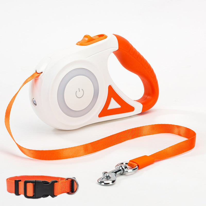 2-in-1 Retractable Dog Leash with LED Light & Collar – For Small & Medium Pets
