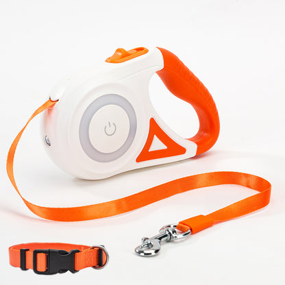 2-in-1 Retractable Dog Leash with LED Light & Collar – For Small & Medium Pets